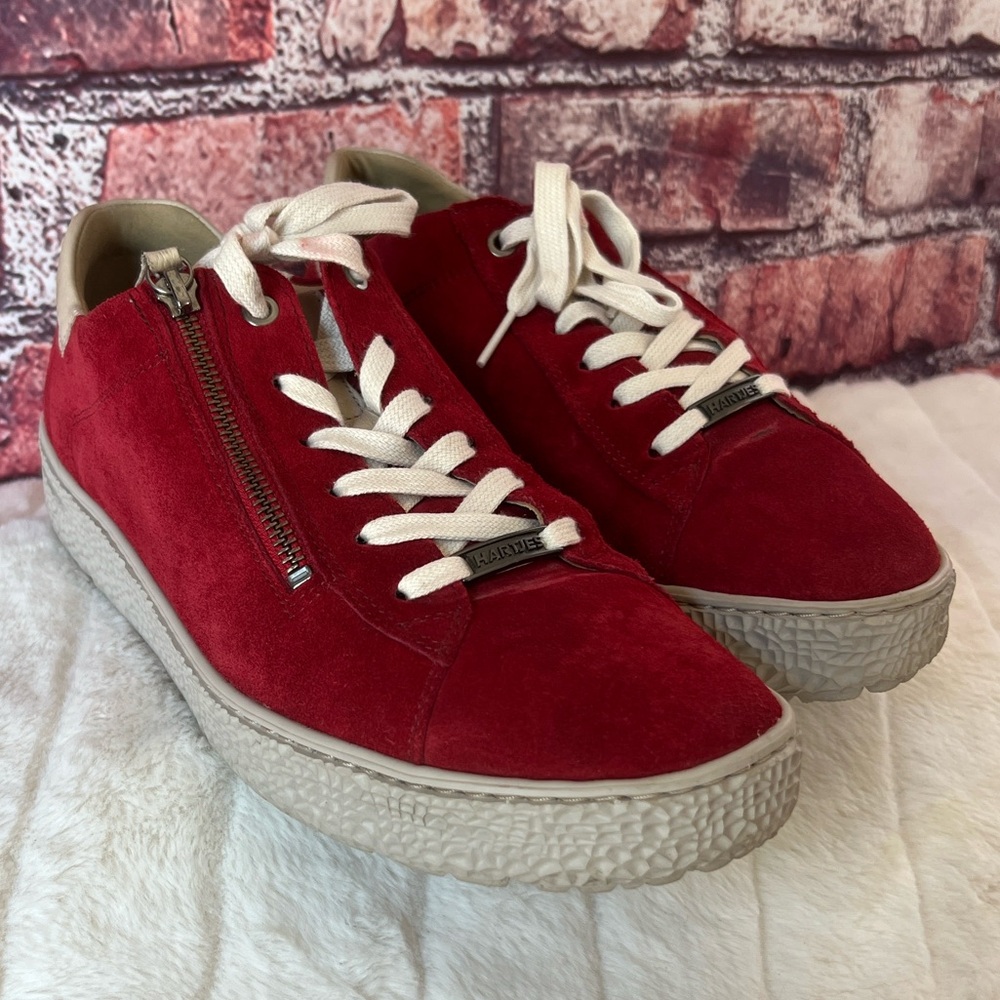 HARTJES PHIL RED SUEDE WITH ZIPPER
